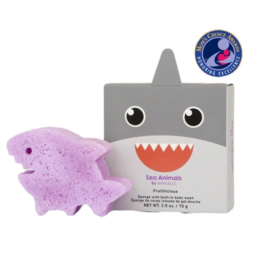 Spongelle Sammy Shark Sea Animals Bath Sponge With Built-in Bodywash